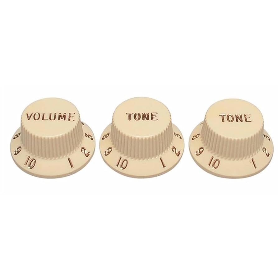 BFパーツ Fender Black-Silver Skirted 1-10 Push-On Amplifier Knobs 180